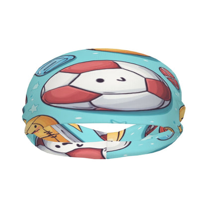 Ocean-Themed Cartoon Printed Elastic Headband – Fits 19.6-22.4 Inch Head Circumference, Sweat-Absorbing & Breathable Yoga, Running, Sports Hairband