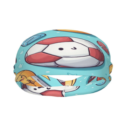 Ocean-Themed Cartoon Printed Elastic Headband – Fits 19.6-22.4 Inch Head Circumference, Sweat-Absorbing & Breathable Yoga, Running, Sports Hairband
