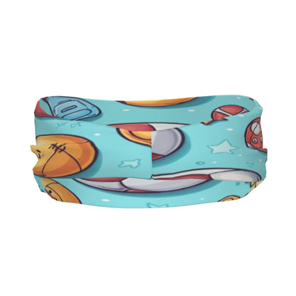 Ocean-Themed Cartoon Printed Elastic Headband – Fits 19.6-22.4 Inch Head Circumference, Sweat-Absorbing & Breathable Yoga, Running, Sports Hairband