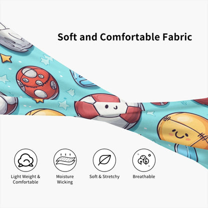 Ocean-Themed Cartoon Printed Elastic Headband – Fits 19.6-22.4 Inch Head Circumference, Sweat-Absorbing & Breathable Yoga, Running, Sports Hairband