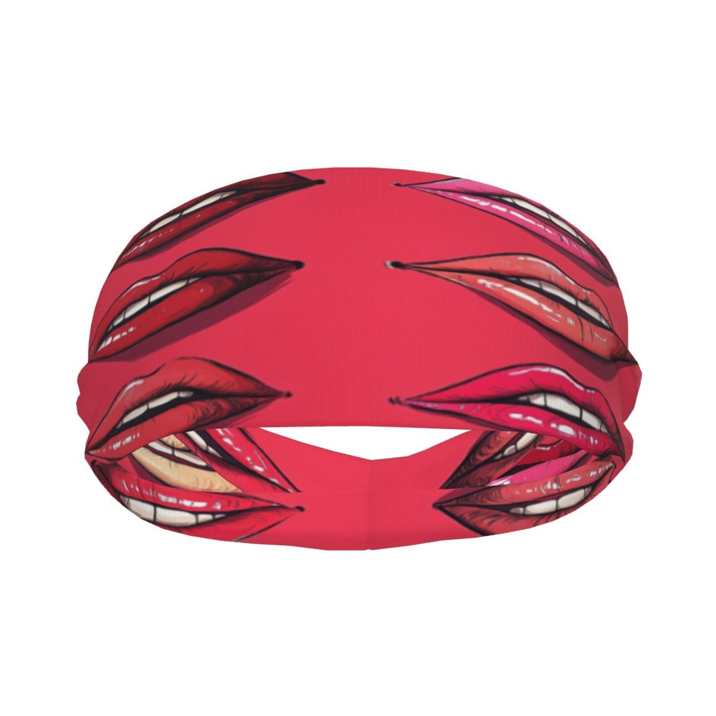 Red Sexy Lips Printed Elastic Headband – Fits 19.6-22.4 Inch Head Circumference, Sweat-Absorbing & Breathable Yoga, Gym, Running Hairband