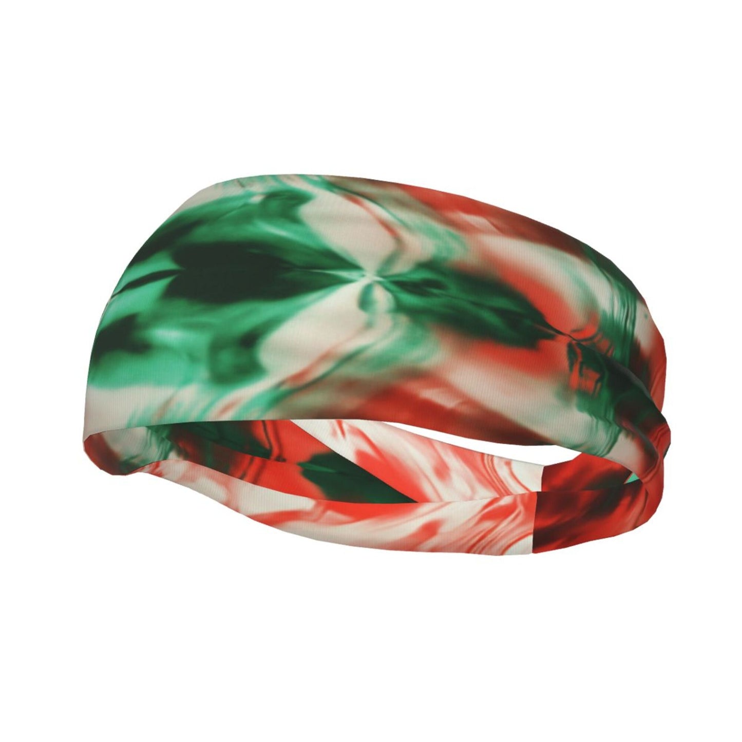 Red & Green Gradient Abstract Printed Elastic Headband – Fits 19.6-22.4 Inch Head Circumference, Sweat-Absorbing & Breathable Yoga, Gym, Running Hairband