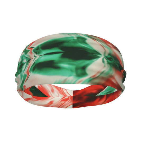 Red & Green Gradient Abstract Printed Elastic Headband – Fits 19.6-22.4 Inch Head Circumference, Sweat-Absorbing & Breathable Yoga, Gym, Running Hairband