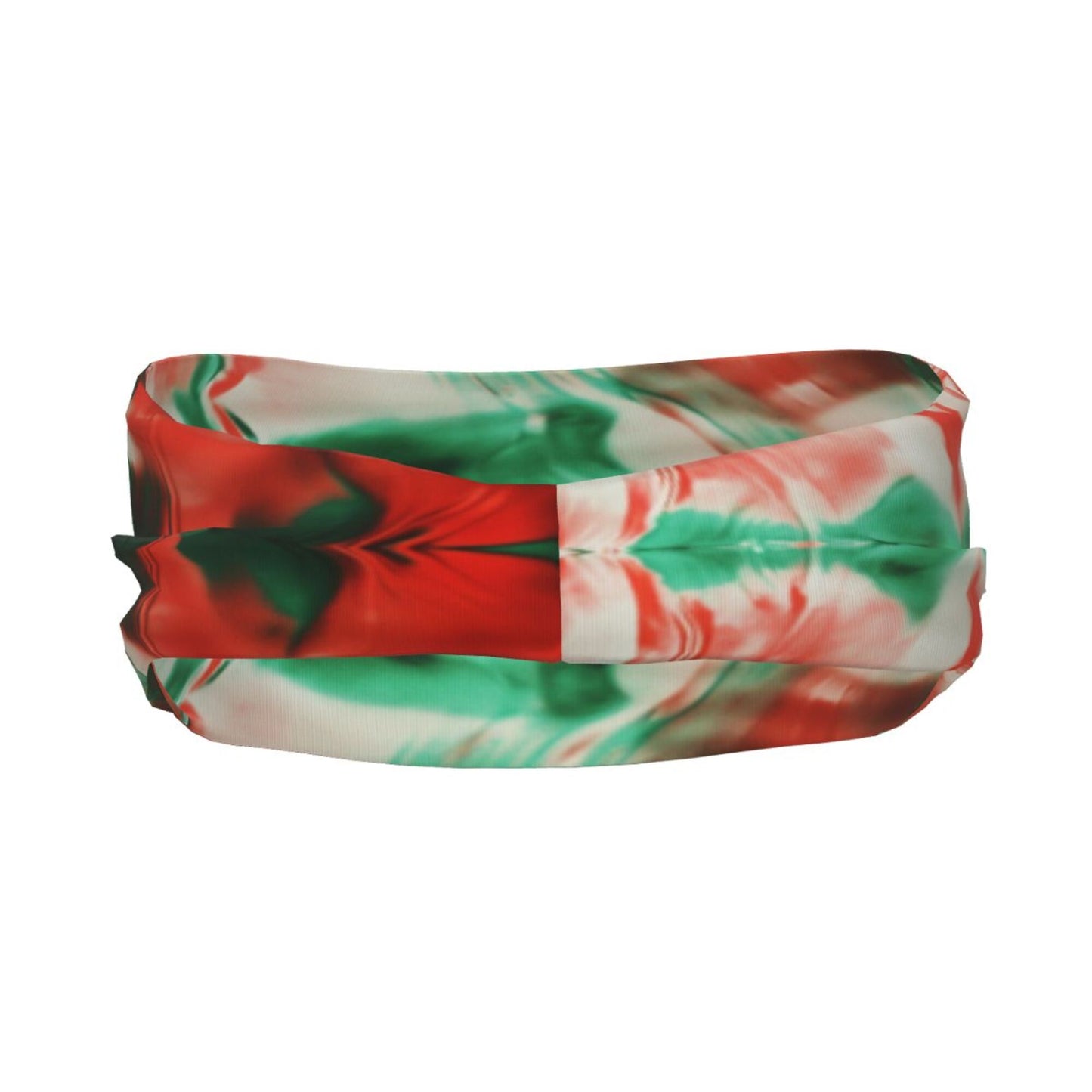 Red & Green Gradient Abstract Printed Elastic Headband – Fits 19.6-22.4 Inch Head Circumference, Sweat-Absorbing & Breathable Yoga, Gym, Running Hairband