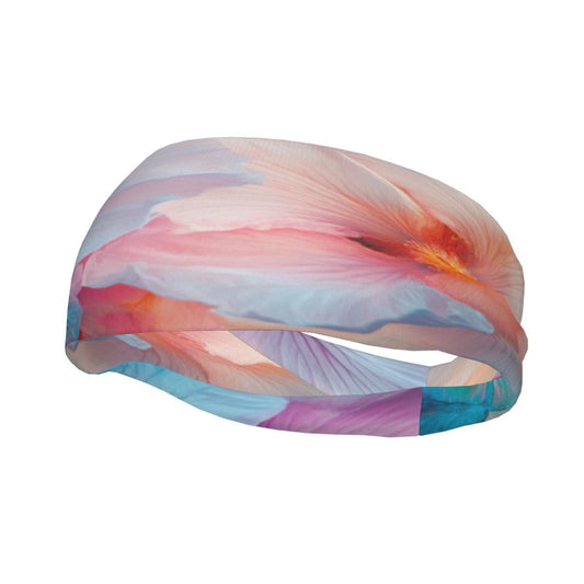 Soft Floral Gradient Printed Elastic Headband – Fits 19.6-22.4 Inch Head Circumference, Sweat-Absorbing & Breathable Yoga, Gym, Running Hairband