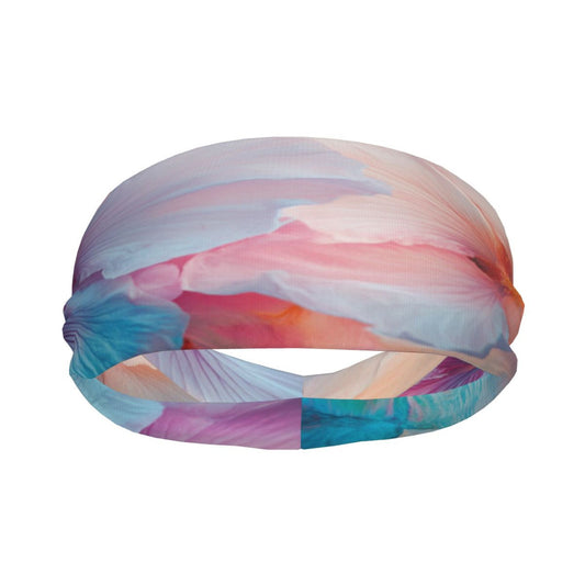 Soft Floral Gradient Printed Elastic Headband – Fits 19.6-22.4 Inch Head Circumference, Sweat-Absorbing & Breathable Yoga, Gym, Running Hairband